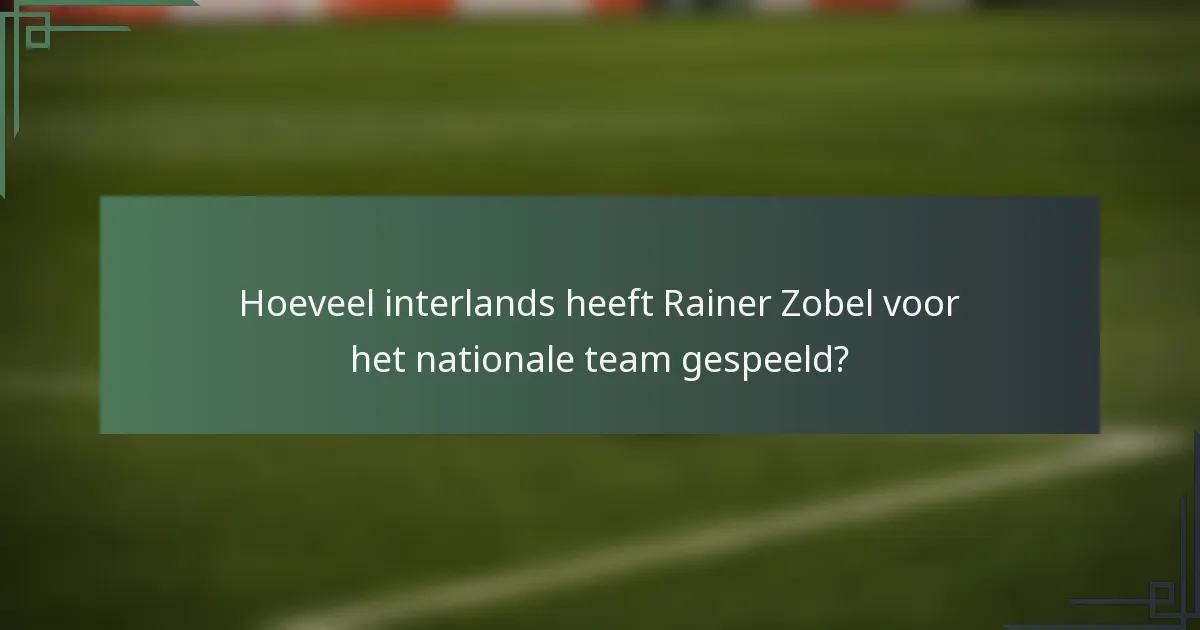 Hoeveel interlands heeft Rainer Zobel voor het nationale team gespeeld?