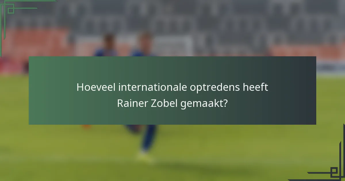 Hoeveel internationale optredens heeft Rainer Zobel gemaakt?