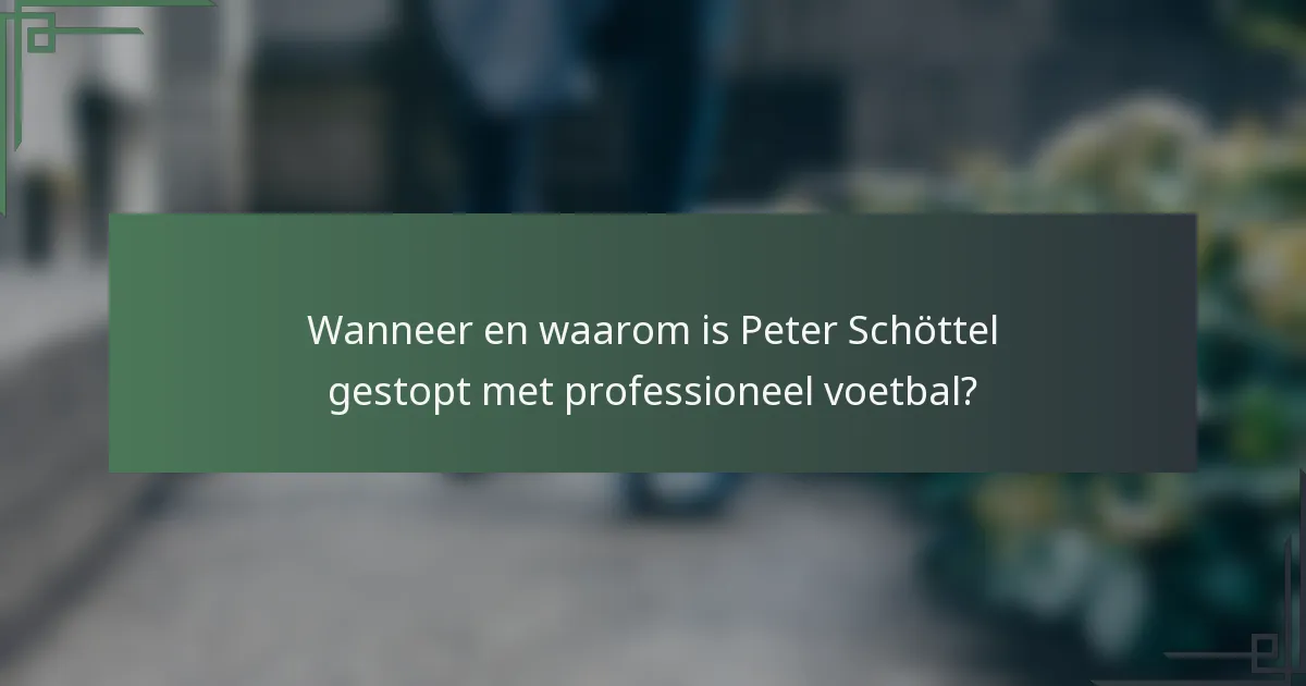 Wanneer en waarom is Peter Schöttel gestopt met professioneel voetbal?