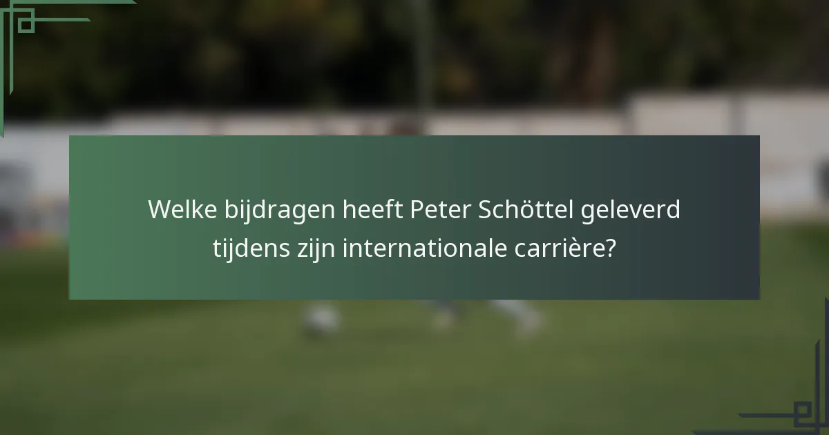 Welke bijdragen heeft Peter Schöttel geleverd tijdens zijn internationale carrière?